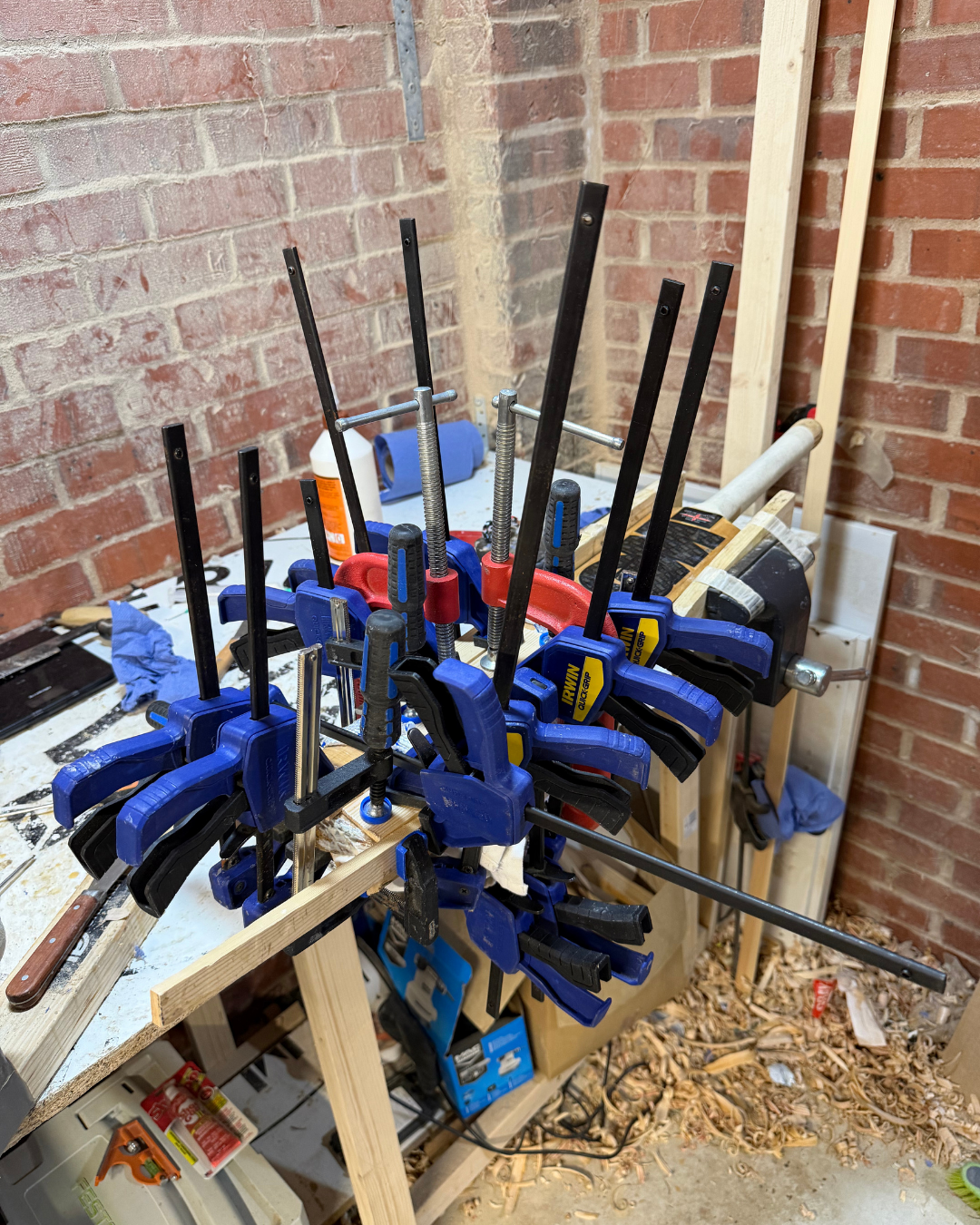 Cricket bat repair clamped in the 4D Cricket workshop