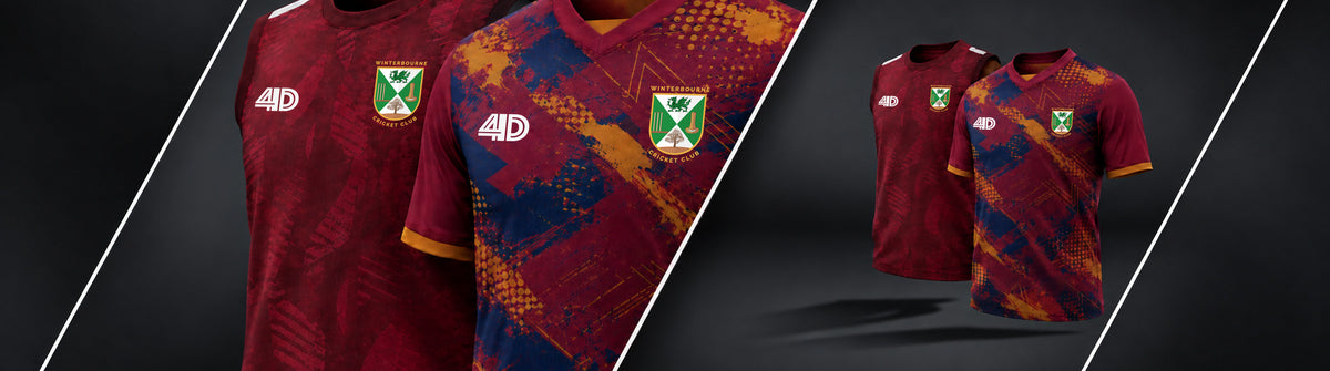 4D Cricket custom cricket club teamwear featuring Winterbourne Cricket Club shirts