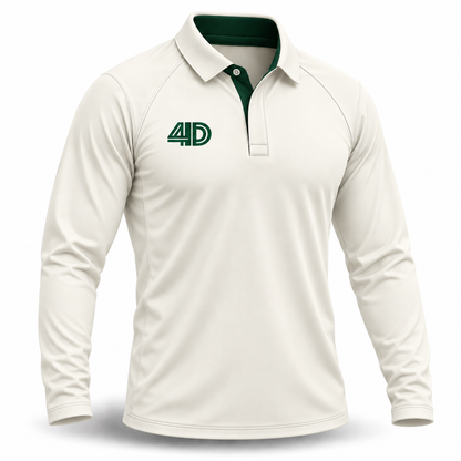 Custom Cricket White Long Sleeve Playing Shirt – product view 3