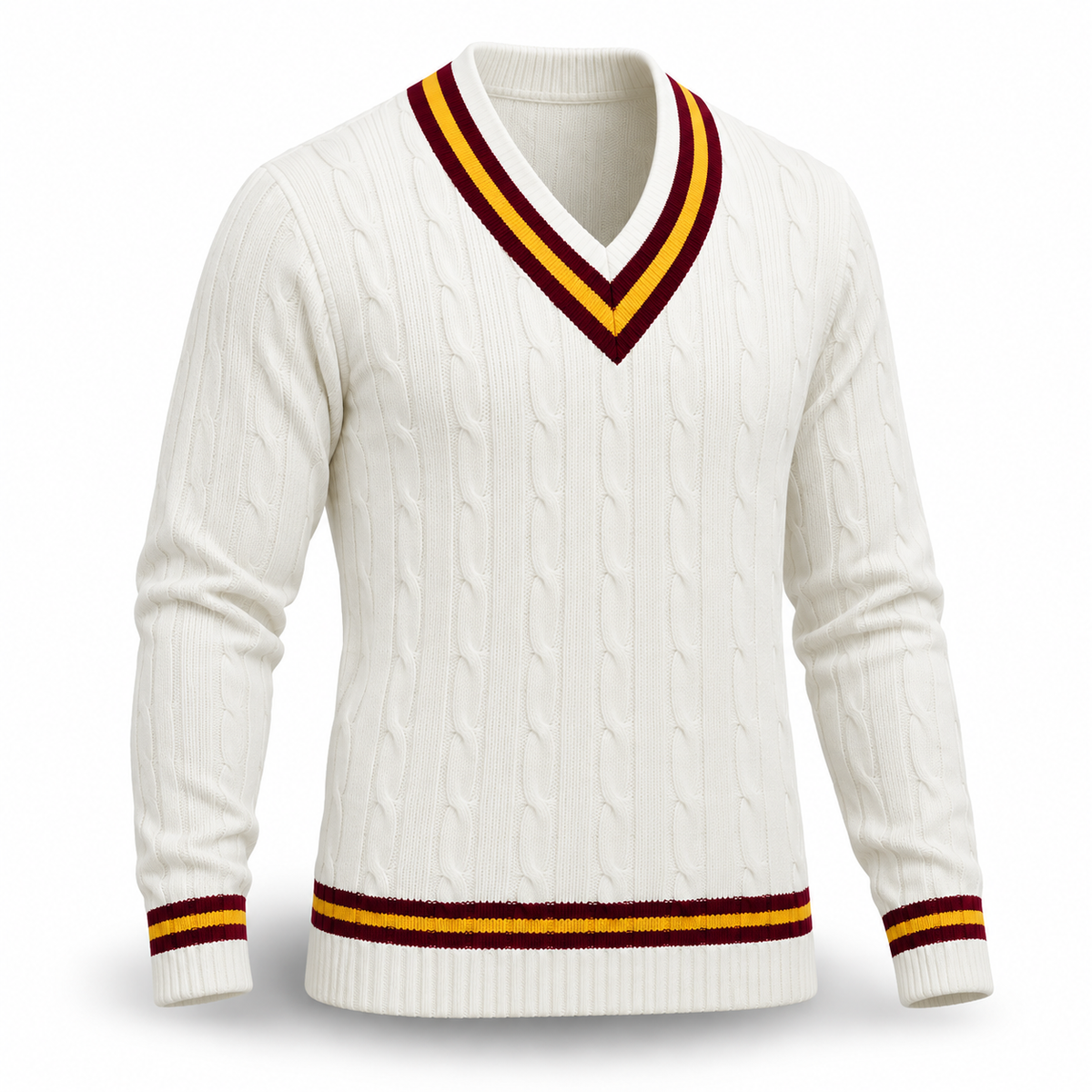 Custom Cricket Long Sleeve Cable Knit Jumper